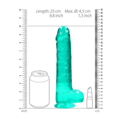 Realistic Dildo With Balls 9" Turquoise