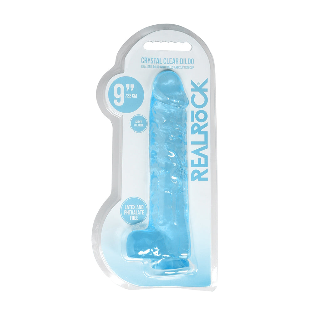Realistic Dildo With Balls 9" Blue