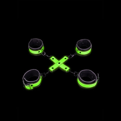 Ouch! Hand & Ankle Cuffs With Hogtie Glow In The Dark
