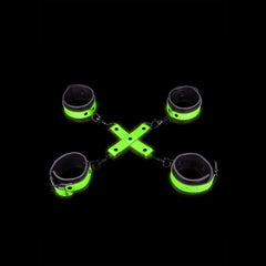 Ouch! Hand & Ankle Cuffs With Hogtie Glow In The Dark