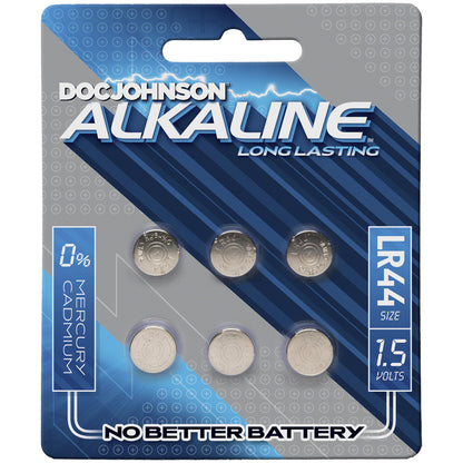 Doc Johnson LR44 Alkaline Button Cell Batteries – 6-Pack, Blue/Silver