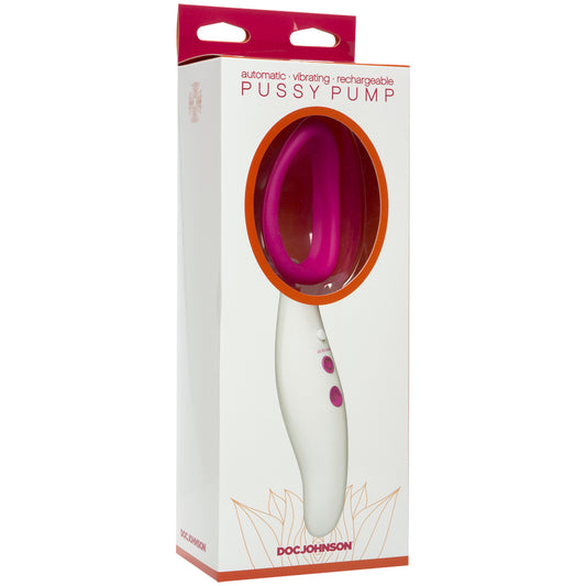 Automatic Vibrating Rechargeable Pussy Pump - Pink/White Sex Toy