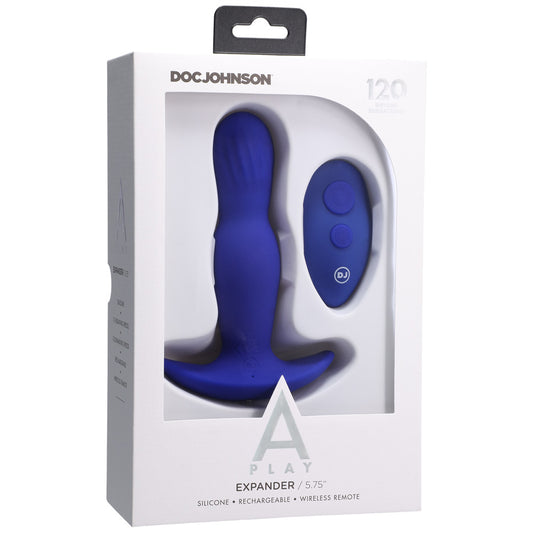 A-Play Expander Rechargeable Silicone Anal Plug with Remote Control - Royal Blue