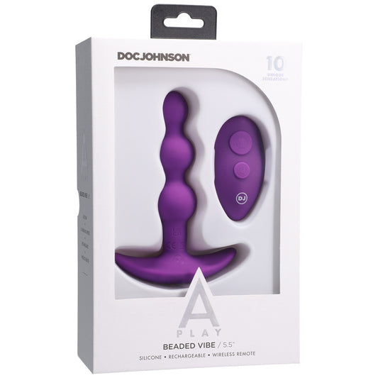 A-Play Beaded Silicone Anal Plug with Remote – Rechargeable, Purple