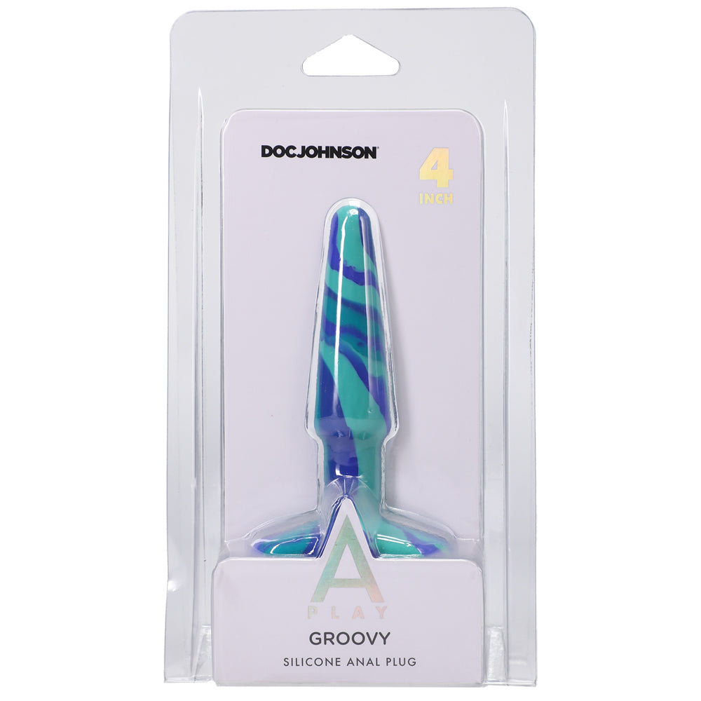 A-Play Groovy Silicone Anal Plug 4" Ocean