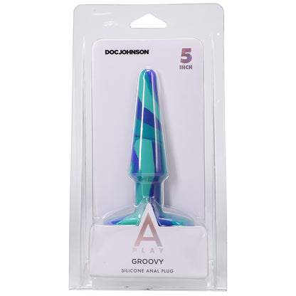 A-Play Groovy Silicone Anal Plug 5" Ocean
