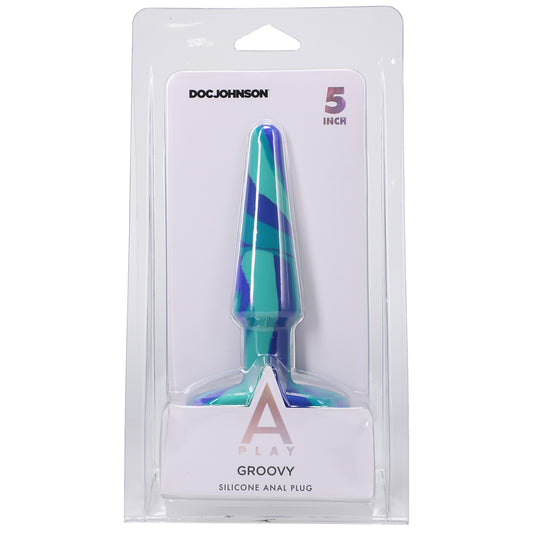 A-Play Groovy Silicone Anal Plug 5" Ocean