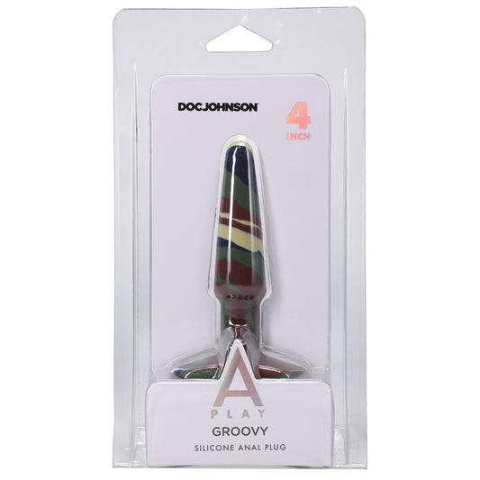 A-Play Groovy Silicone Anal Plug 4" Camouflage