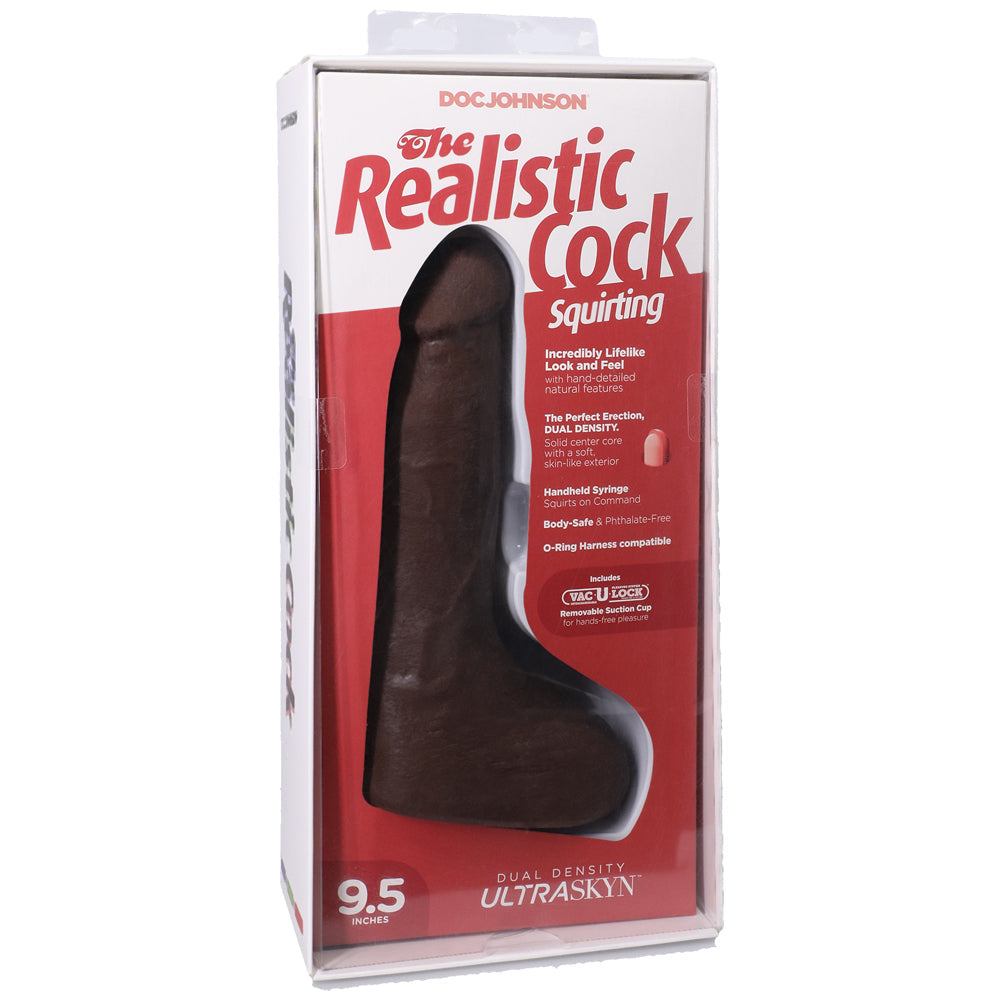 The Realistic Cock Squirting Cock Ultraskyn 9.5" With Balls Caramel