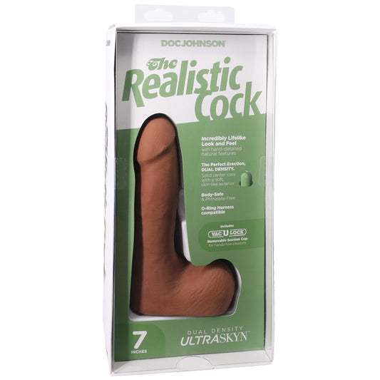 The Realistic Cock Ultraskyn 7" With Balls Caramel