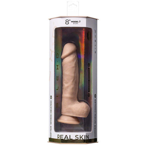 Silex-D Real Skin Model 1 8" – Vanilla Dual-Density Dildo with Realistic Feel and Suction Cup Base