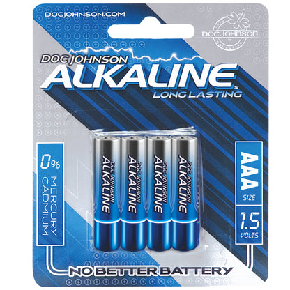 Doc Johnson AAA Alkaline Batteries – 4-Pack – Blue and Silver