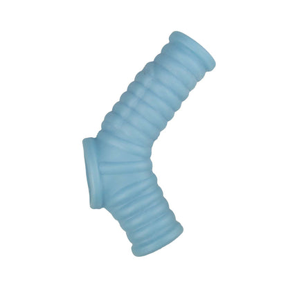 Vibrating Ribbed Sleeve Blue