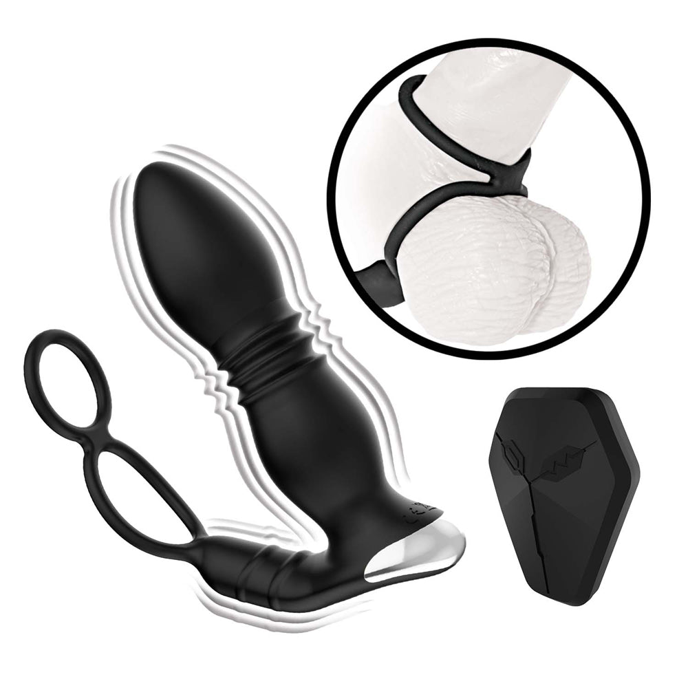 Ass-Sation Remote Thrusting Butt Plug – Black, Remote-Controlled