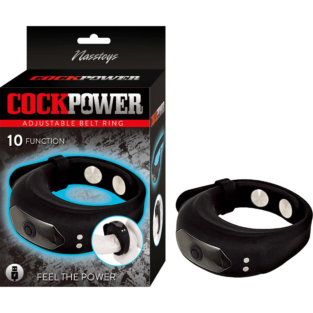 Cockpower Adjustable Black Penis Ring - Belt Ring for Men