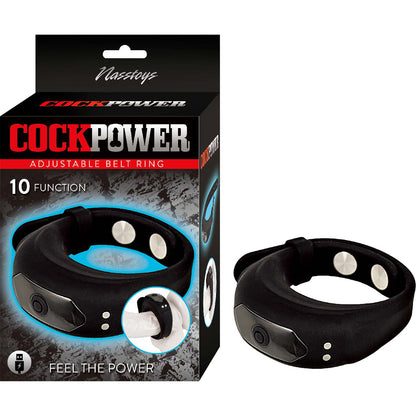 Cockpower Adjustable Black Penis Ring - Belt Ring for Men