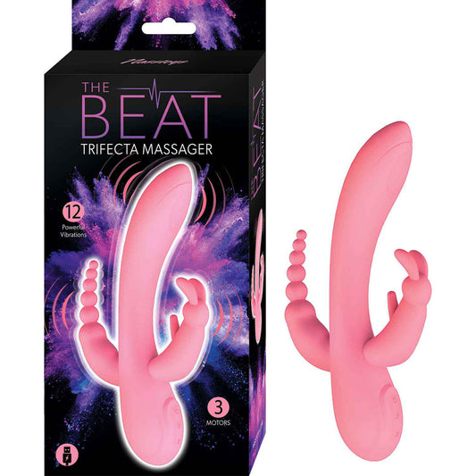Beat Trifecta Massager – Pink Handheld Percussion Massage Device for Neck, Shoulders & Back