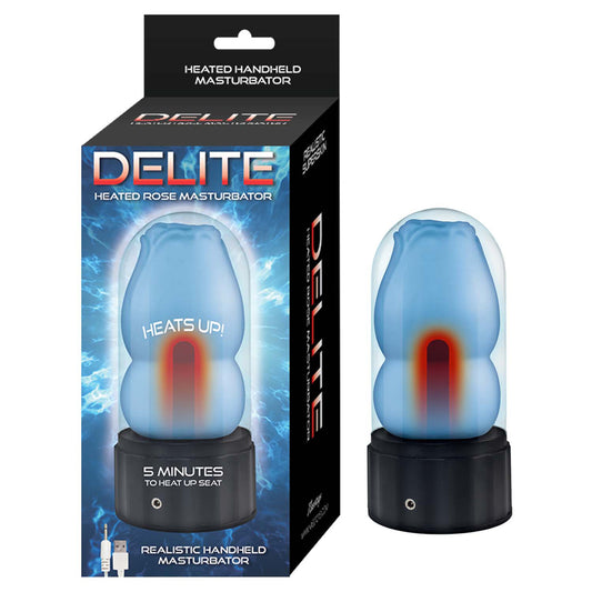 Delite Heated Rose Masturbator - Blue, Male Sex Toy