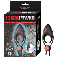 Cockpower Vibrating Ring W/Adjustable Cock Tie Black