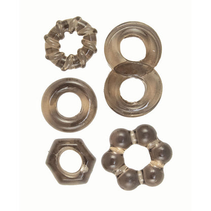 Enhancer Five Piece Cock Ring Set Black