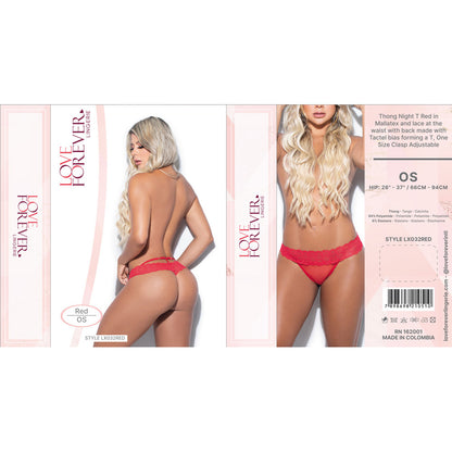 Red Mallatex Thong Nightwear - One Size Lingerie