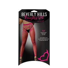 Ladies Sexy Lingerie Tights All Over Mesh Crotchless And Buttless Leggings Pink