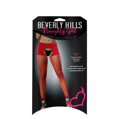 Red Crotchless Mesh-Bottom Leggings for Women – Buttless Short Style