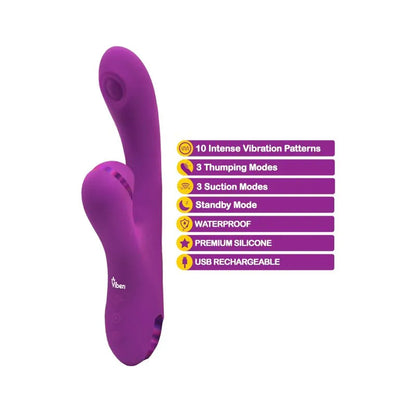 Viben Zazzle Thumping Rabbit Vibrator with Clitoral Suction - Berry