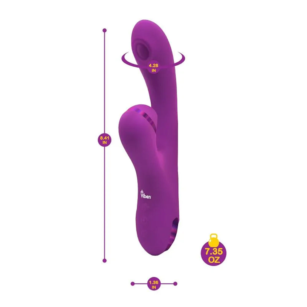 Viben Zazzle Thumping Rabbit Vibrator with Clitoral Suction - Berry