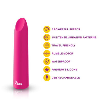Viben Fixation Lipstick Bullet Hot – Discreet Rechargeable Mini Vibrator for On-the-Go Pleasure