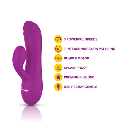 Viben Jolie Mini G-Spot Rabbit Vibe W/ Pleasure Ridges Berry