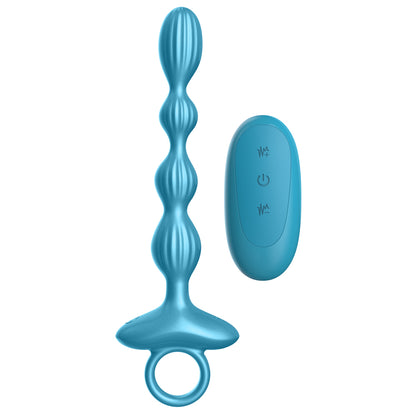 Gr41: Grooved Ring Luv Beads Metallic Blue