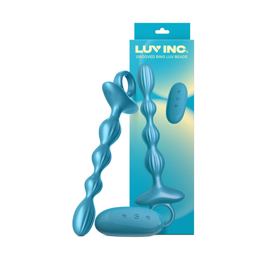 Gr41: Grooved Ring Luv Beads Metallic Blue