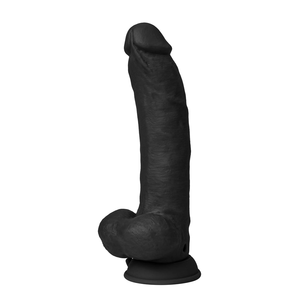 Vibrating Model C 9.5" Liquid Silicone Dong Black