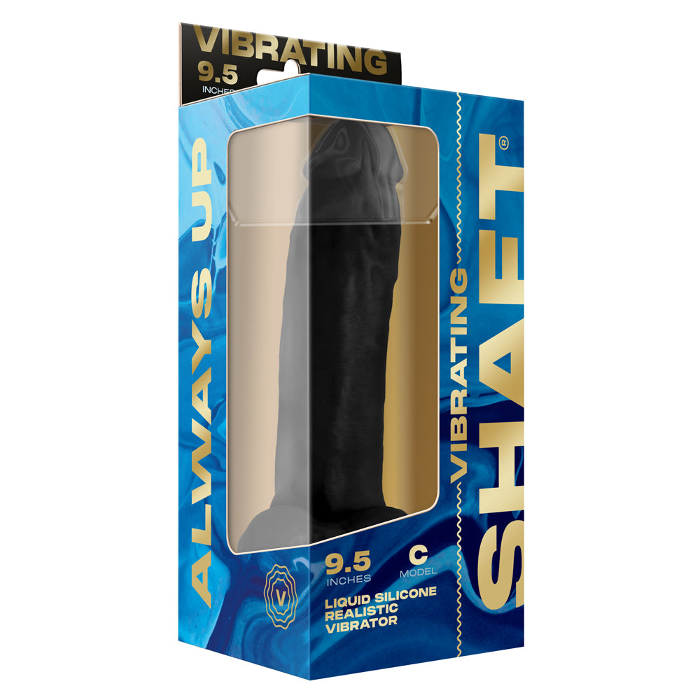 Vibrating Model C 9.5" Liquid Silicone Dong Black