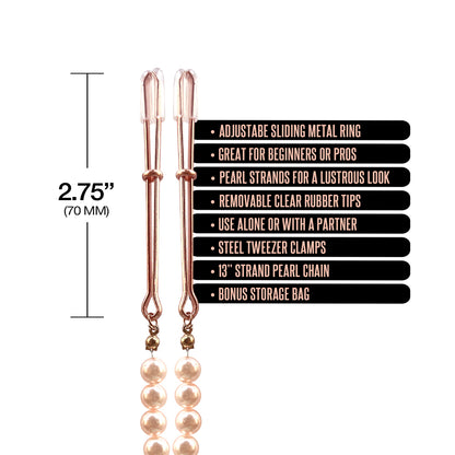 Nixie Adjustable Tweezer Clips With Pearls Rose Gold