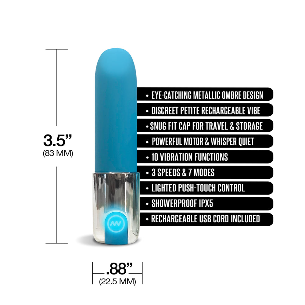 Nixie Smooch Rechargeable Lipstick Bullet Vibrator Blue Ombre