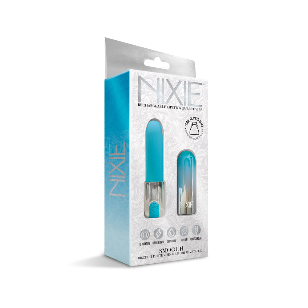 Nixie Smooch Rechargeable Lipstick Bullet Vibrator Blue Ombre