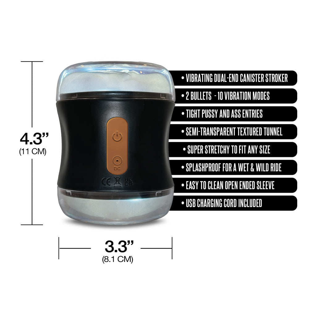 Mstr B8 Clear-View Vibrating Dual End Stroker Double Play Pro