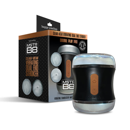 Mstr B8 Clear-View Vibrating Dual End Stroker Double Play Pro