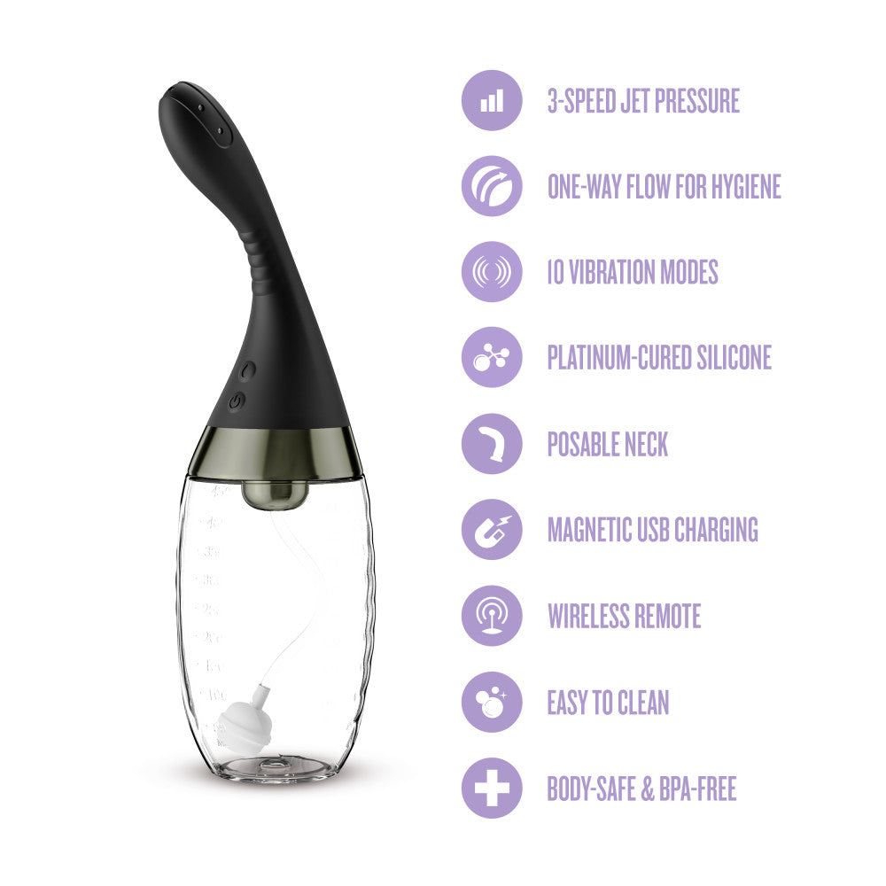 Anal Adventures Platinum Aqua Jet – Black Textured Anal Toy for Smooth, Comfortable Play