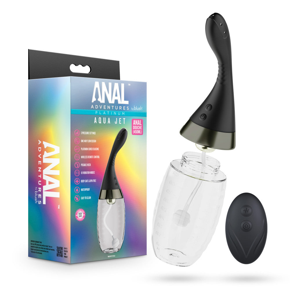 Anal Adventures Platinum Aqua Jet – Black Textured Anal Toy for Smooth, Comfortable Play