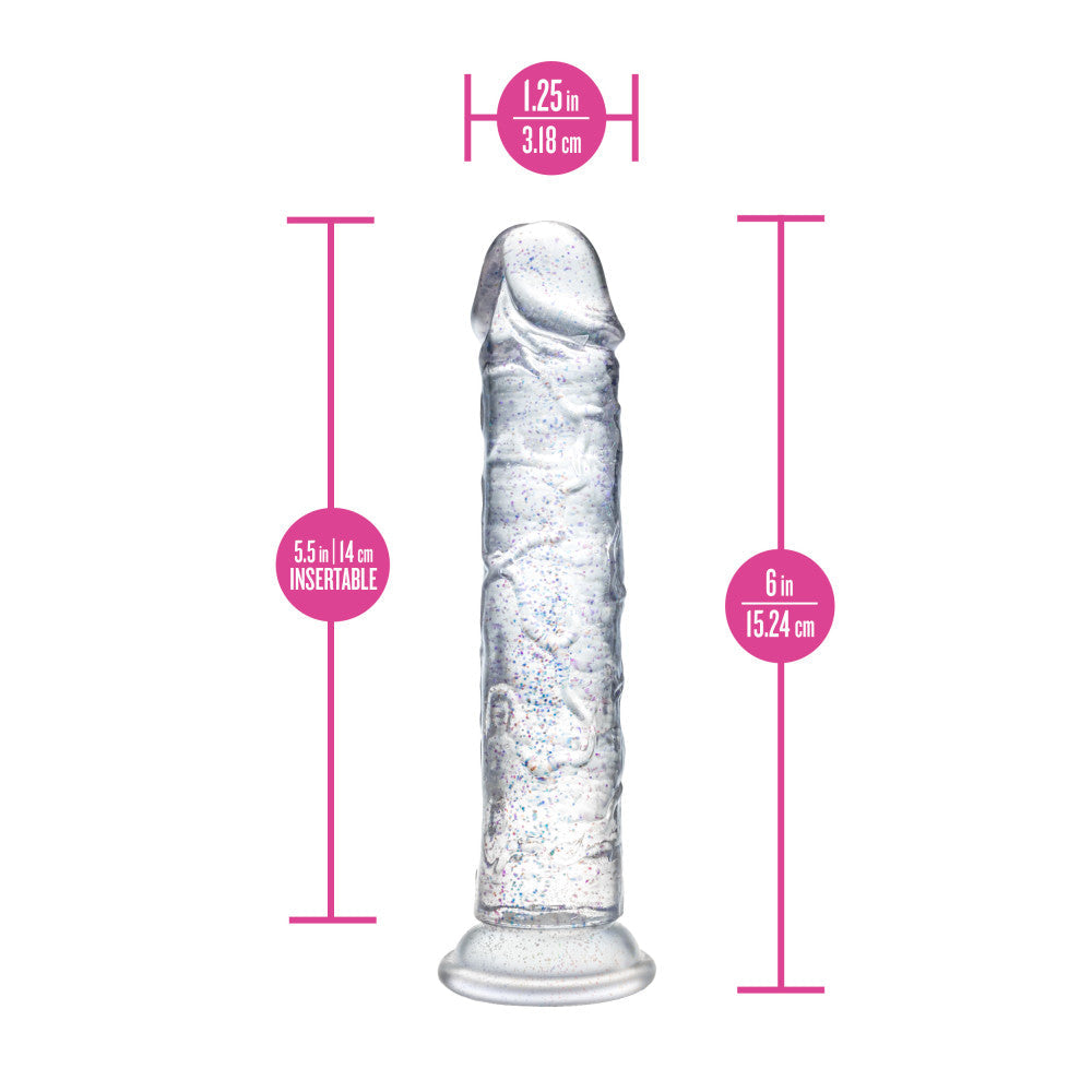 Naturally Yours Gala Sparkling Clear 6" Dildo