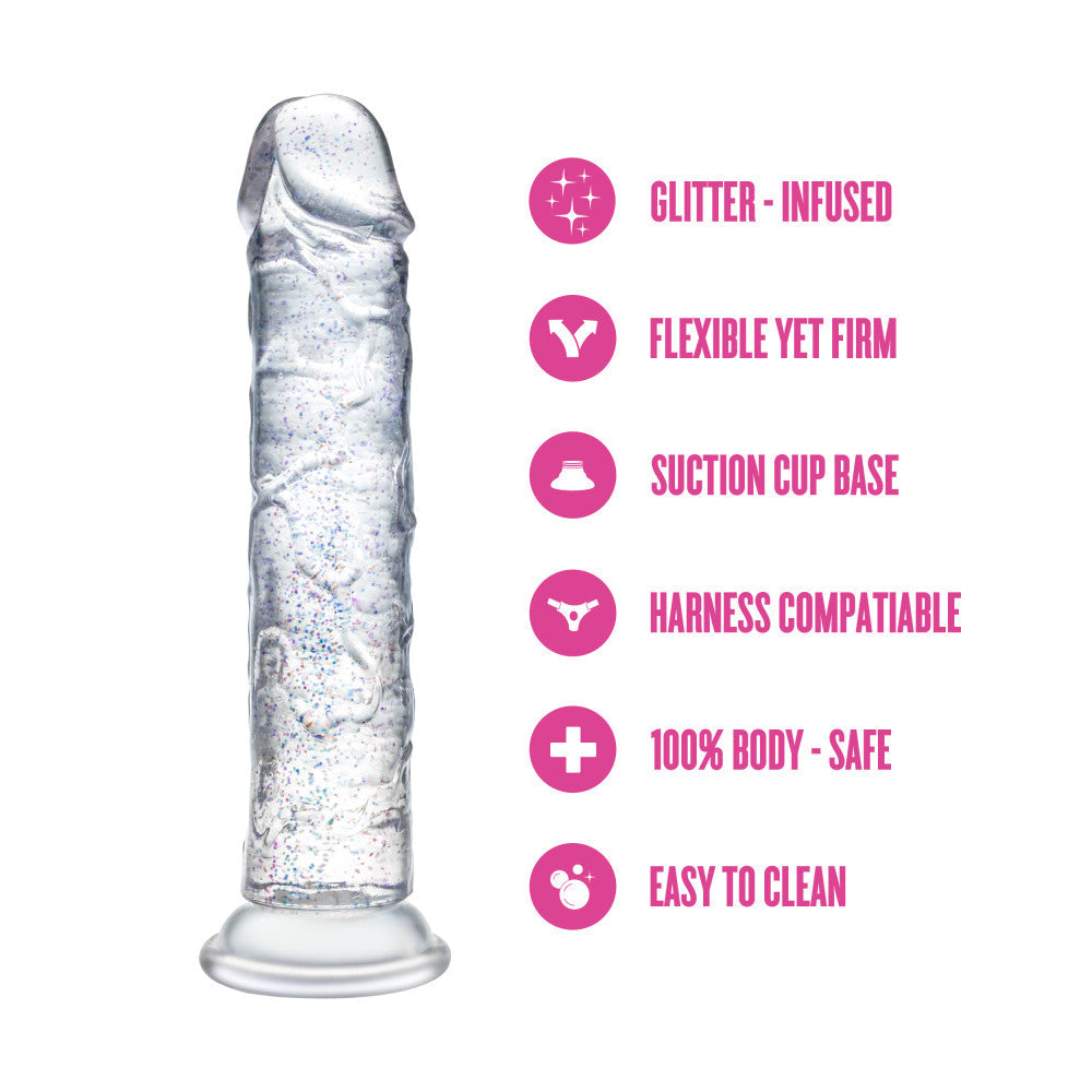 Naturally Yours Glamor Sparkling Clear 7" Dildo