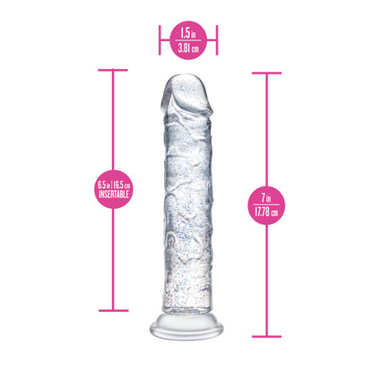 Naturally Yours Glamor Sparkling Clear 7" Dildo