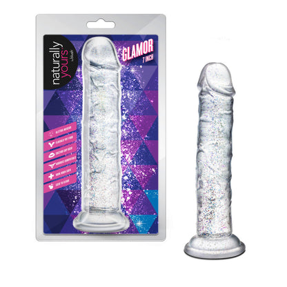 Naturally Yours Glamor Sparkling Clear 7" Dildo