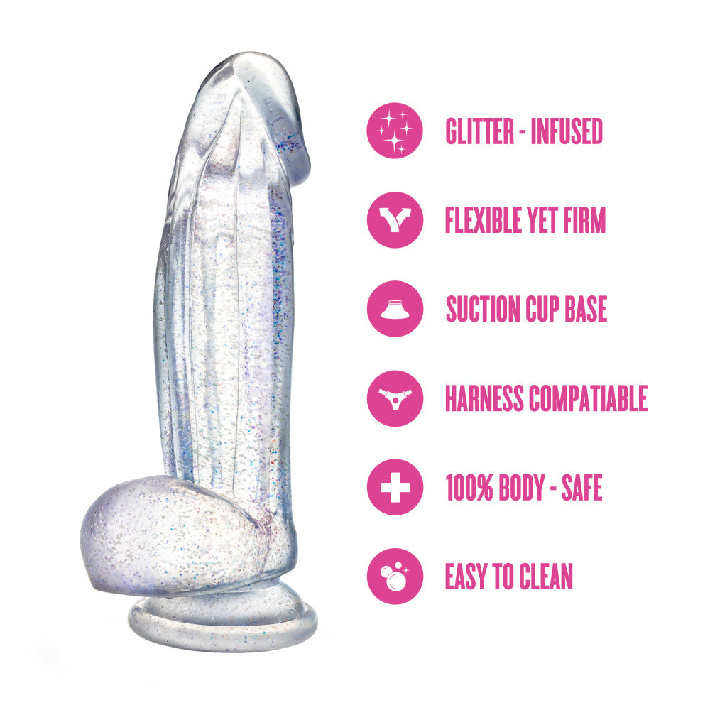 Naturally Yours Bling Sparkling Clear 7.5" Dildo
