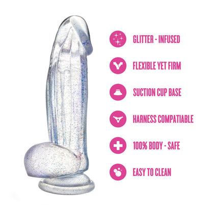 Naturally Yours Bling Sparkling Clear 7.5" Dildo