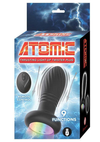 Atomic Thrusting Light-Up Twister Rechargeable Silicone Plug with Remote Control