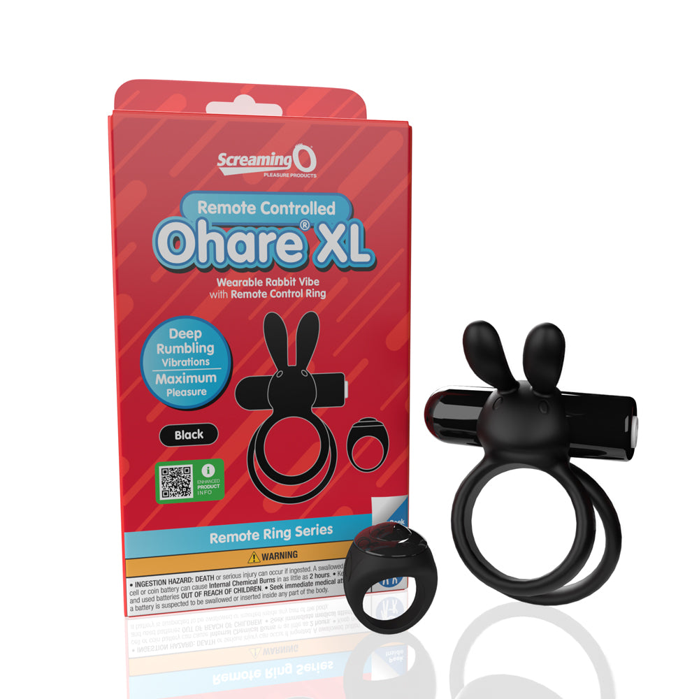 Screaming O Ohare XL Remote-Controlled Vibrating Ring – Black